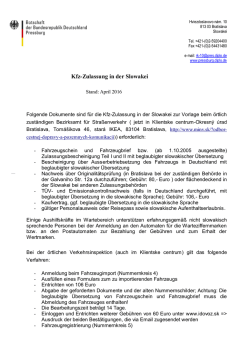 KFZ-Zulassung in der Slowakei
