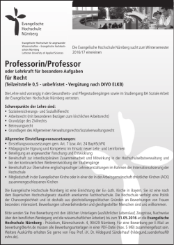 Professorin/Professor - Evangelische Hochschule Nürnberg