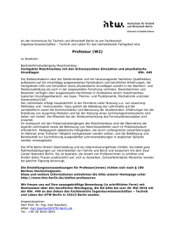 Professur (W2) - Hochschule für Technik und Wirtschaft Berlin