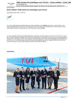 TUIfly startet mit Linienflügen nach Tel Aviv