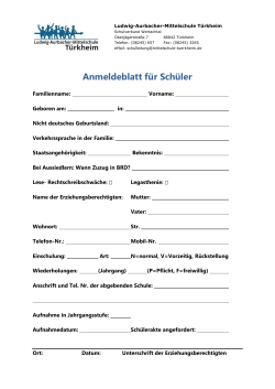 Anmeldeblatt für Schüler - Ludwig-Aurbacher