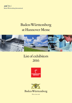 Baden-Württemberg at Hannover Messe List of exhibitors 2016