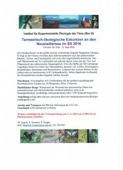 Terrestrisch-ökologische Exkursion an den Neusiedlersee im SS 2016