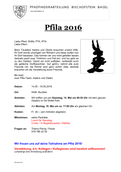 Einladung Pfila (Pfingstlager) von SA, 14. bis
