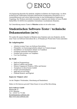Studentischen Software-Tester / technische Dokumentation (m/w)