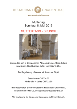 Muttertags-Brunch - Restaurant Gnadenthal