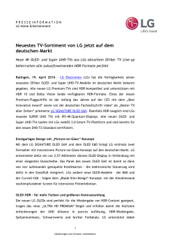 Neuestes TV-Sortiment von LG jetzt auf dem deutschen