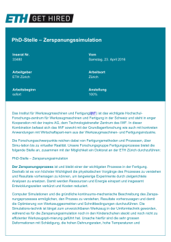 PhD-Stelle – Zerspanungssimulation