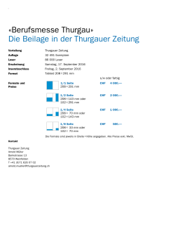 «Berufsmesse Thurgau» Die Beilage in der Thurgauer Zeitung