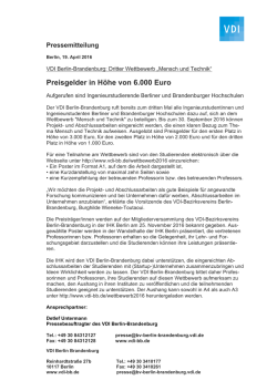 Dritter Wettbewerb "Mensch und Technik" - VDI Berlin