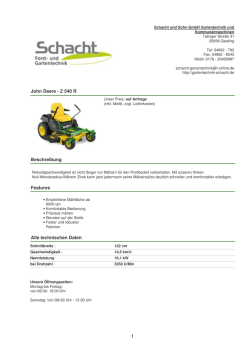 John Deere - Z 540 R Beschreibung Features Alle technischen