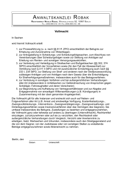 PDF Vollmacht - Rechtsanwalt Robak