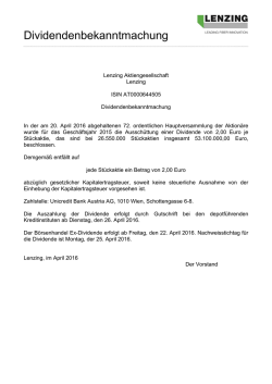 Dividendenbekanntmachung