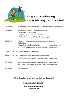 Programm zum Banntag am Auffahrtstag, den 5. Mai