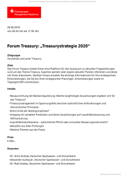 Forum Treasury: „Treasurystrategie 2020“ - Management