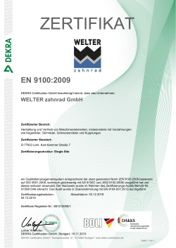 zertifikat - WELTER zahnrad GmbH / Spirotec