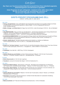 Gästefreizeitprogramm - Lebensquell Bad Zell