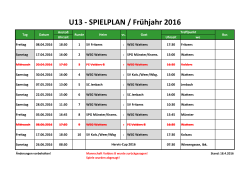 U13 - SPIELPLAN / Frühjahr 2016