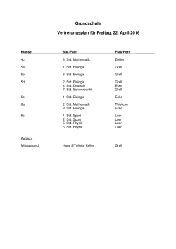 Vertretungsplan Freitag, 22.04.2016