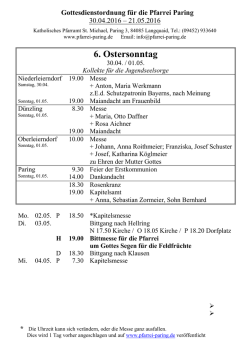 Gottesdienstordnung 30.04. - Pfarrei St.Michael in Paring