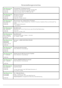 Veranstaltungsvorschau - Stadthalle Bad Blankenburg