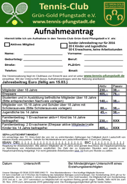 Die Tennissaison beginnt: Wir freuen uns &uuml;ber neue Mitglieder !