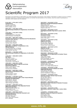 Scientific Program 2017 - Mathematisches Forschungsinstitut