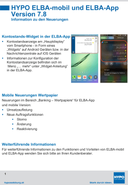 HYPO ELBA-mobil und ELBA-App Version 7.8 Information zu den