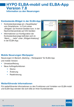 HYPO ELBA-mobil und ELBA-App Version 7.8 Information zu den