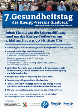 Herzliche Einladung zum 7. Gesundheitstag am 07. Mai 2016 Liebe