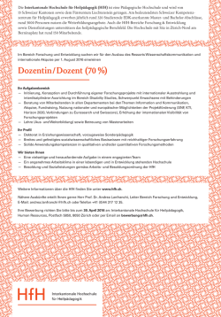 Dozentin / Dozent (70 %)