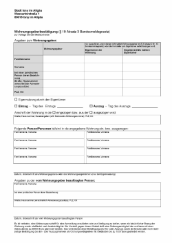 Isny Wohnungsgeberbest&auml;tigung