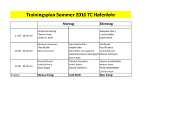 Jugend-Trainingsplan Sommer 2016