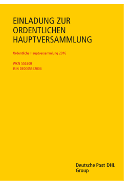 einladung zur ordentlichen hauptversammlung
