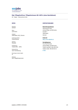 Dipl. Pflegefachfrau/ Pflegefachmann 80-100% (ohne