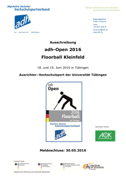 Ausschreibung adh-Open 2016 Floorball Kleinfeld