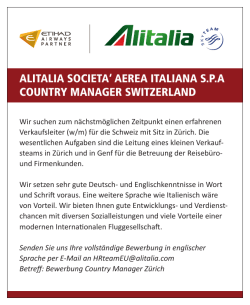 ALITALIA SocIeTA` AereA ITALIAnA SpA counTry
