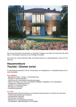 Hausmonteure Tischler / Zimmer (m/w) - Forum