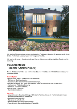 Hausmonteure Tischler / Zimmer (m/w) - Forum
