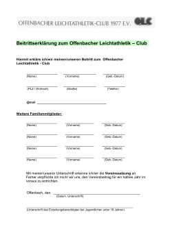 Beitrittserklärung zum Offenbacher Leichtathletik – Club