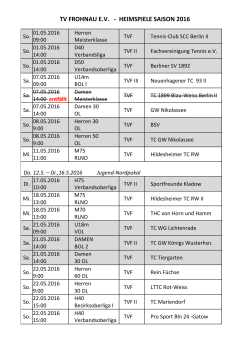 tv frohnau ev - heimspiele saison 2016 - Tennis