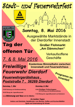 Programm Stadt- und Feuerwehrfest am 08. Mai 2016