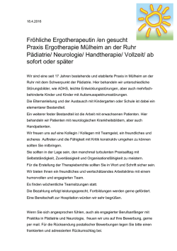 Praxis sucht fröhliche Ergotherapeutin /en