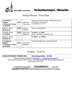 Heilige Messen - Svete Ma&scaron;e Termini &ndash; Termine