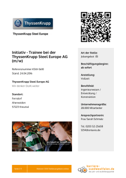Initiativ - Trainee bei der ThyssenKrupp Steel Europe AG