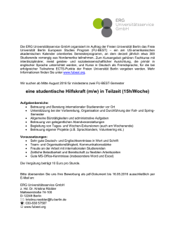 eine studentische Hilfskraft (m/w) in Teilzeit (15h/Woche)