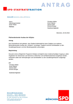 Herrn Oberb&uuml;rgermeister Dieter Reiter Rathaus Christian M&uuml;ller