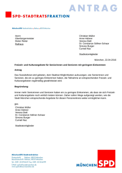 Herrn Oberb&uuml;rgermeister Dieter Reiter Rathaus Christian M&uuml;ller