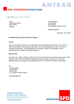 Herrn Oberb&uuml;rgermeister Dieter Reiter Rathaus Christian M&uuml;ller