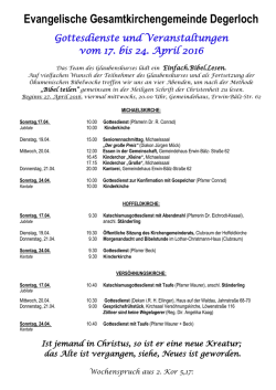 Die Termine f&uuml;r die aktuelle Woche finden Sie hier